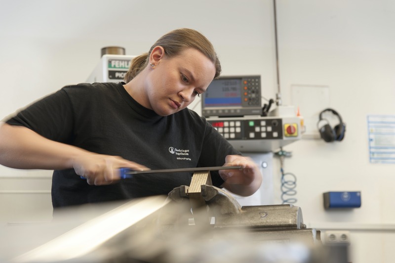 Female employee manufacturing